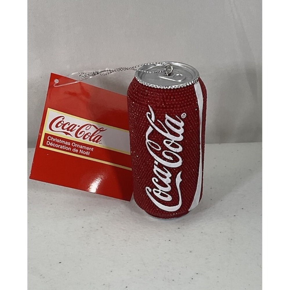 Kurt Adler Coca-Cola Red Glitter Coke Can Holiday Christmas Ornament 3"